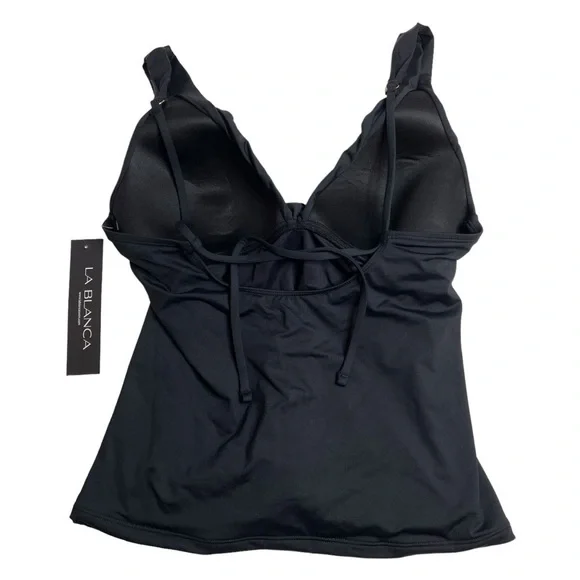 La Blanca Island Goddess Twist Tankini Top Black Size 6 New - Picture 4 of 5